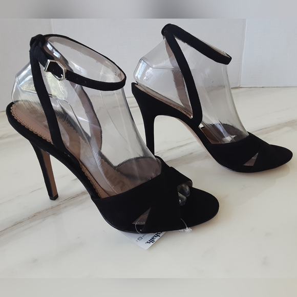 SAM EDELMAN Aly Ankle Strap Black Suede Dressy High Heel Sandal Sz 8.5 - NWT - Picture 4 of 10